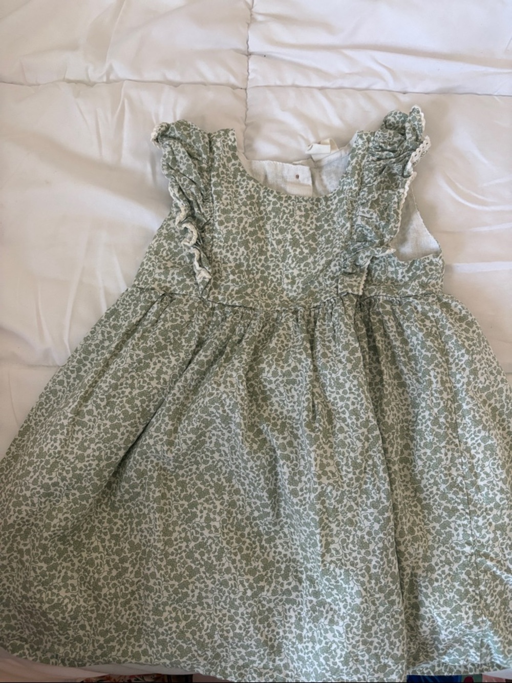 H&M Sage Green Floral Ruffle Dress